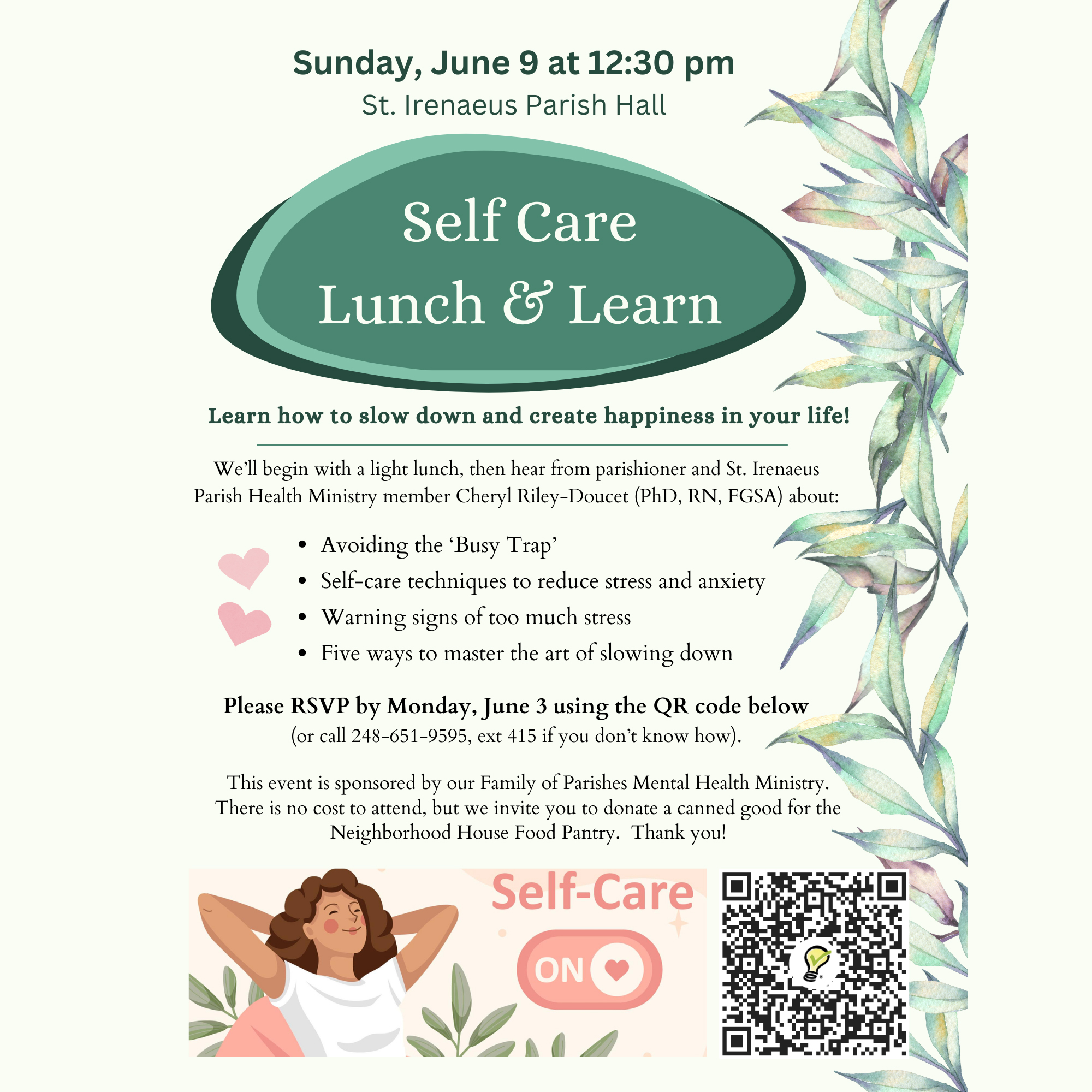 Self-Care Lunch & Learn Event Flyer