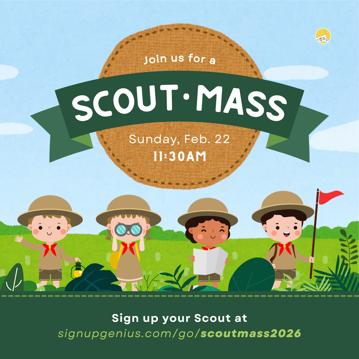 Scout Mass Feb. 22 at 11:30am