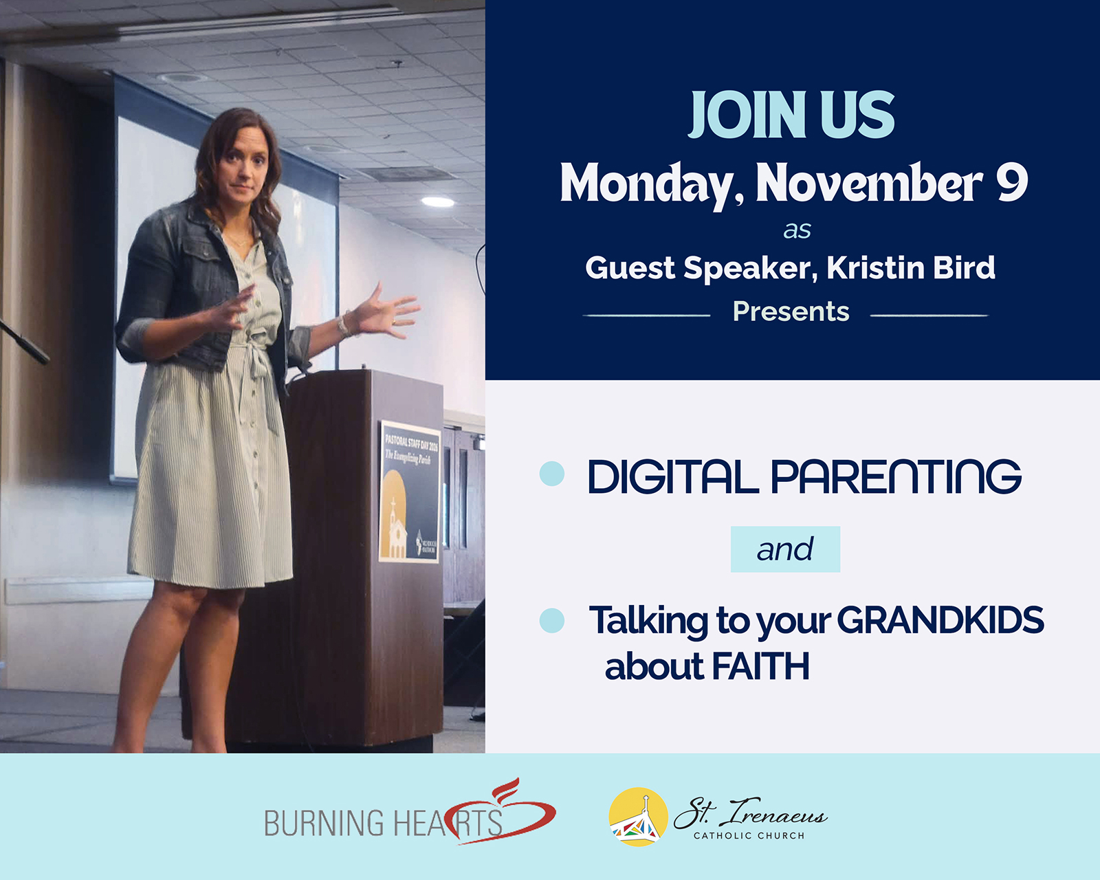 Join us Nov. 9 as we hear from Speaker Kristin Bird of Burning Hearts
